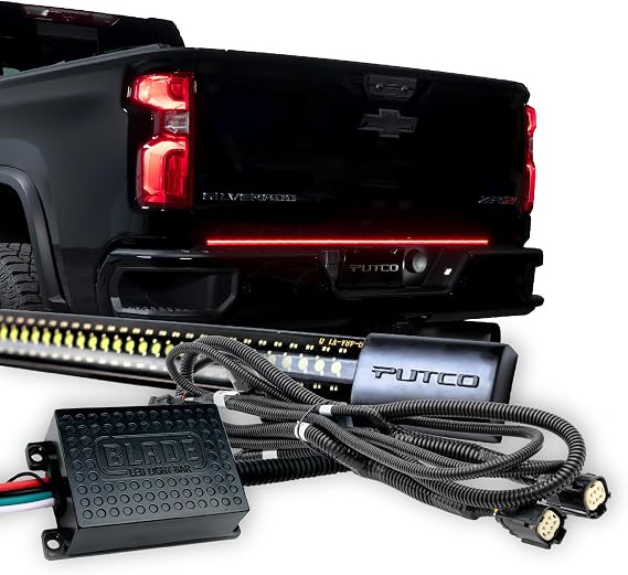 Putco 60" Blade LED Tailgate Light Bar Red/Amber/White LEDs & Plug-N-Play Quick Connect Harness - Fits Chevy Silverado/GMC Sierra 2020-2026