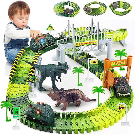 Dinosaur Race Track Toys, Birthday Gift Toys for Kids Boys Girls Age 3+
