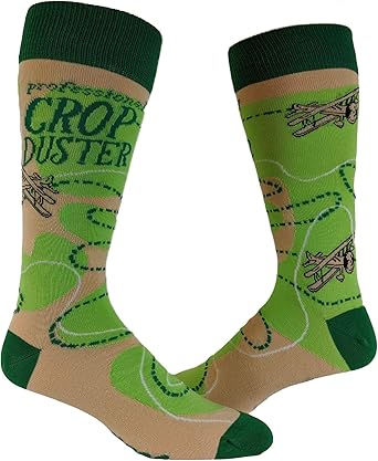 Mens Crop Duster Socks Funny Farting Dad Joke Humor Crazy Hilarious Graphic Novelty Footwear