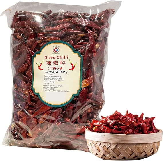 Whole Dried Red Chilli 1kg Sun-Dried Red Chili Peppers, Bulk Pack for Cooking, Seasoning, Curries & Spice Blends