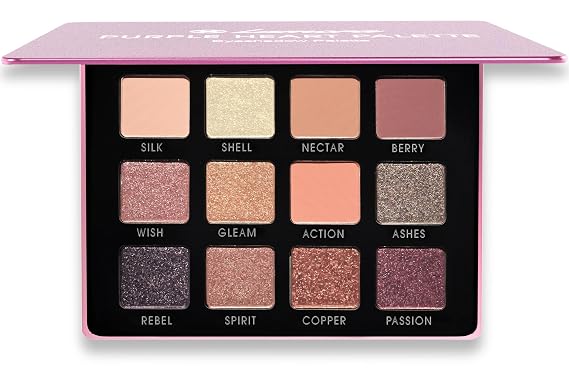 Lamora Pink Eyeshadow Palette - 12 Soft Mauve Rose Shimmer & Matte Shades | Everyday Multi-Use Eye Makeup Palette, 12 Natural Neutral Metallic Shadows, Ultra-Blendable Long Lasting, Travel Size, Mirror