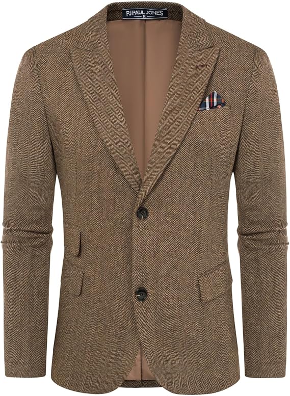 PJ PAUL JONES Mens Blazer Tweed Wool Blend Sport Coat Herringbone Jacket