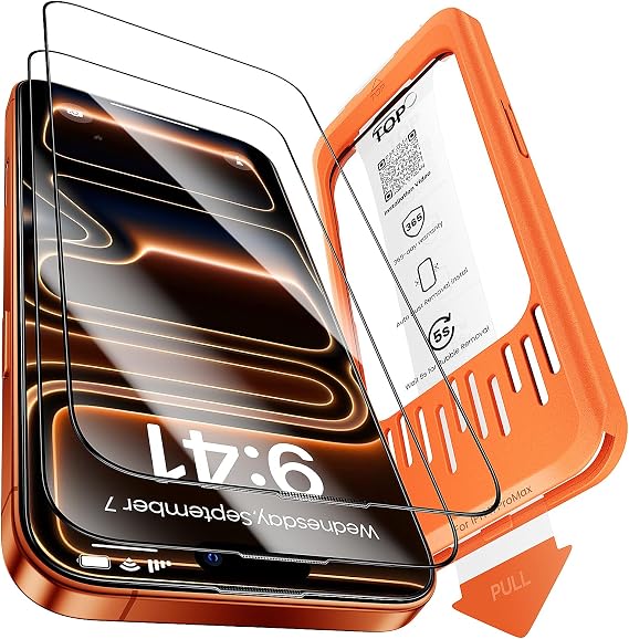 Yriklso 2-Pack for iPhone 17 Pro Max Screen Protector,Military Grade Shatterproof,Bubble-Dust Free Box,9H+ HD Tempered Glass,Scratch & Smudge Resistant for iPhone 17 Pro Max 6.9 inch
