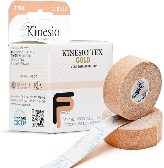 Kinesio Taping - Elastic Therapeutic Athletic Tape Tex Gold FP - Beige - 1in x 5m Roll