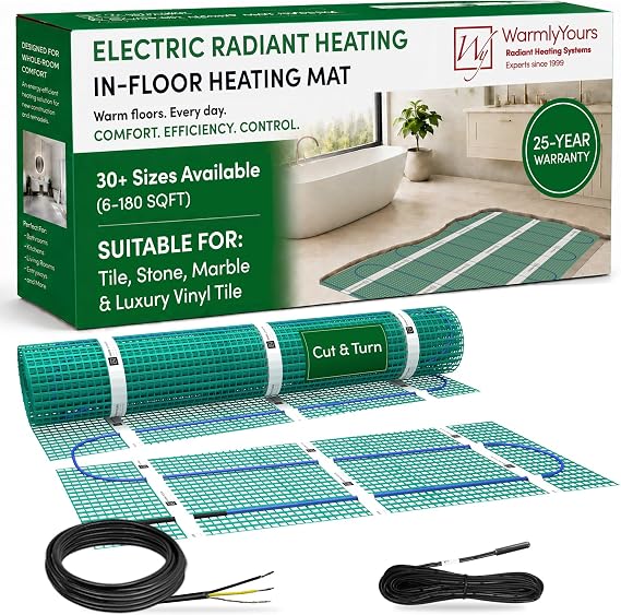 WarmlyYours 114sqft 240V Radiant Floor Heating Roll, Cut-and-Turn Mat