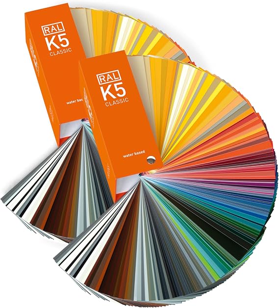 RAL K5 Color Chart, 1 x Gloss, 1 x Semi-Matte, Full Page Color Swatches