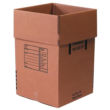Boxes Fast BF181828DISH Dish and Stemware Moving, Storage, and Shipping Cardboard Boxes, 18" x 18" x 28", Double Wall Corrugated, Kraft (Pack of 5)
