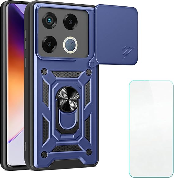 Compatible with Infinix GT 20 Pro 5G Case,Compatible with Infinix GT 20 Pro 5G Phone Case Cover [Screen Protector][Hard PC + Soft Silicone][Support Protective Ringt] su-Blue