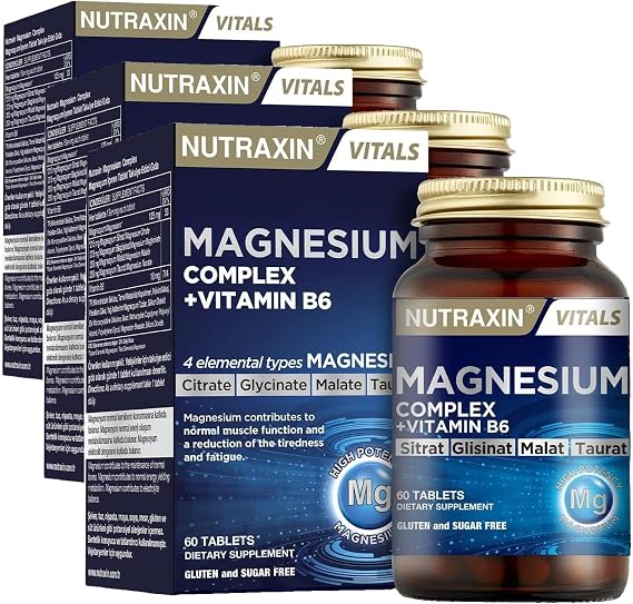 Nutraxin Magnesium Complex Gıda Takviyesi, 60 Tablet (3 paketi)