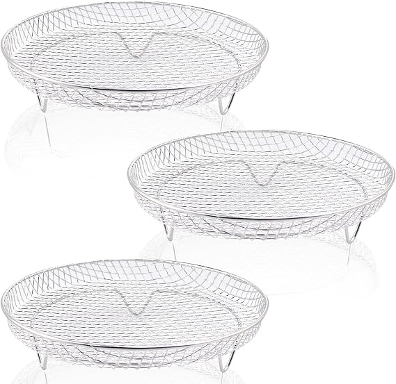 8 inch Air Fryer Racks, Air Fryer Universal Accessories, Baking Rack,Round Stackable Grill, Food-Grade Stainless Steel Kitchen Household, Fit all 4.2QT - 5.8QT air fryer,Oven - 3 Pack
