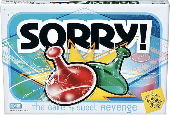 Hasbro Gaming Sorry! Family Board Games for Kids and Adults, 2 to 4 Players, Ages 6 and Up