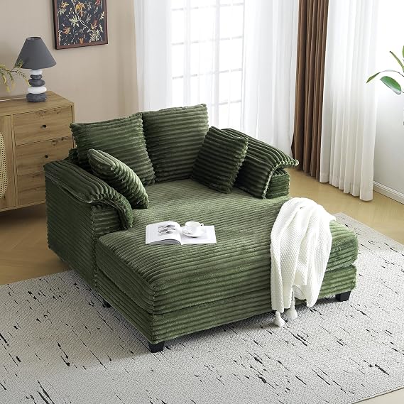VINGLI 56" Wide Oversized Chaise Lounge Chair with Plush Padded Armrests