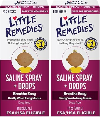 Little Remedies Noses Saline Spray Drops, 1 Fl Oz Pack of 2