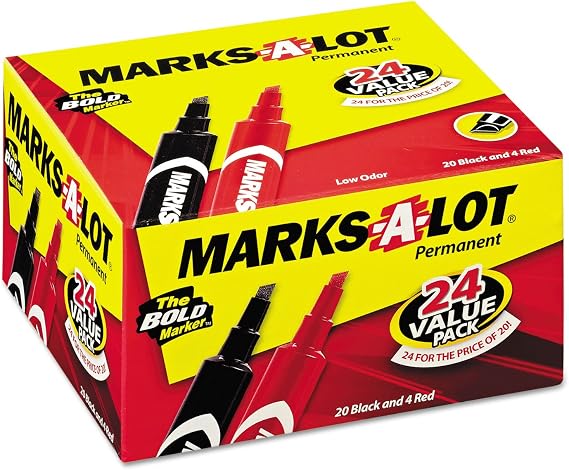 Avery Marks-A-Lot Regular Desk-Style Permanent Marker Chisel Tip Black 24/Pack (AVE98187)