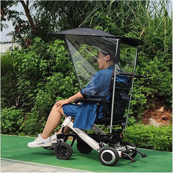 Folding UV-Proof Rainproof Umbrella Canopy Cover, Adjustable Sun Shade Rain Cover, Universal Electric Wheelchair Umbrella Canopy Awning for Most Wheelchairs