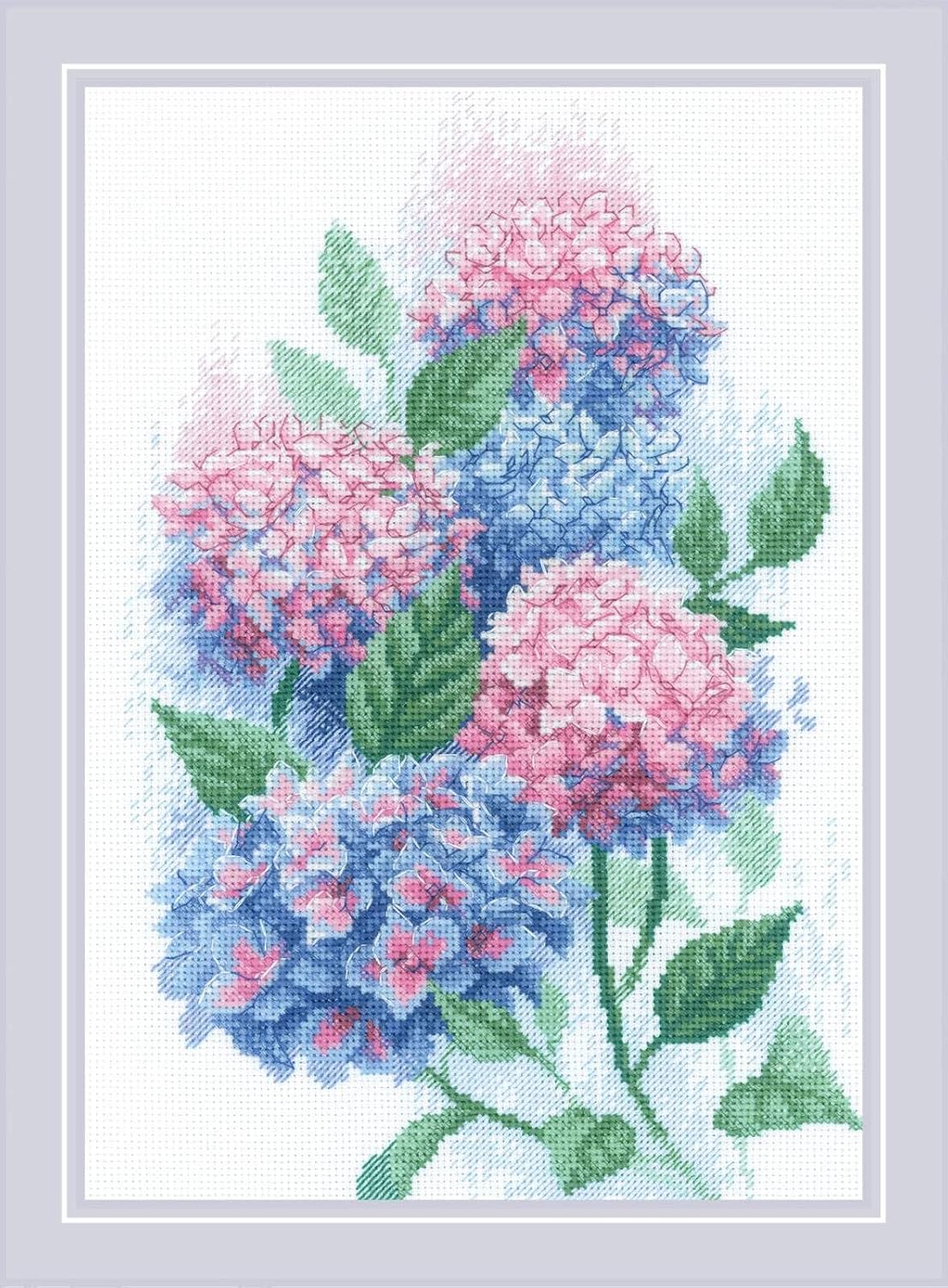 RIOLIS Counted Cross Stitch Kit 8.25"X11.75"-Graceful Hydrangeas