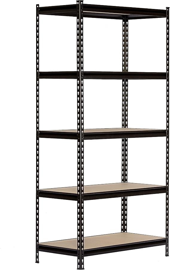 Kings Rack 5-Tier Metal Boltless Storage Shelving in Wooden/Black