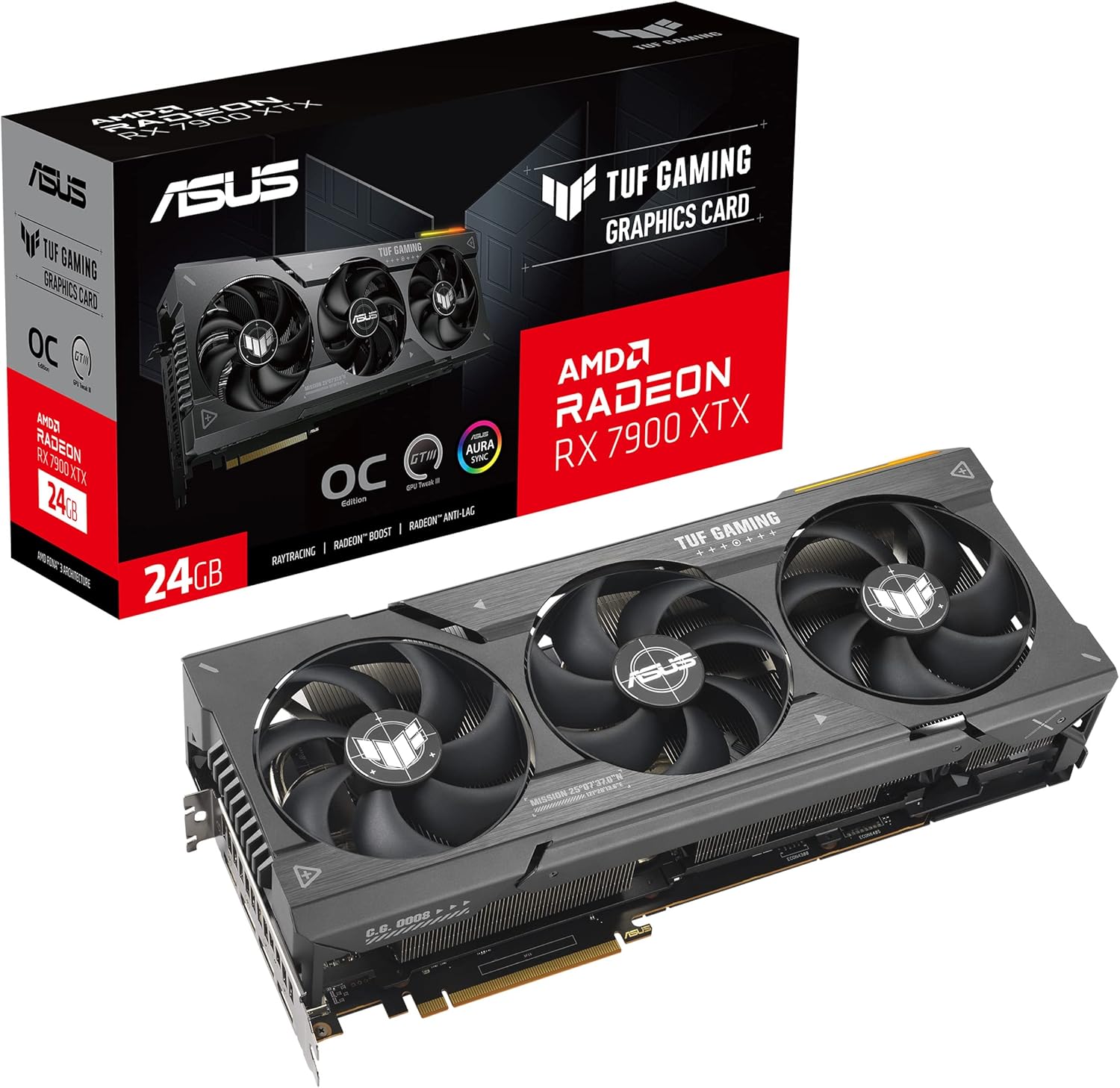 ASUS TUF Gaming Radeon RX 7900 XTX OC Edition 24GB GDDR6 Graphics Card PCIe 4.0 24GB GDDR6 HDMI 2.1a DisplayPort 2.1