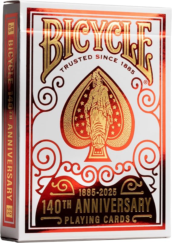 Bicycle 140th Year Anniversary Playing Cards, Red and Gold Foil, Historic 1885 Design, Special Edition, 1 Deck