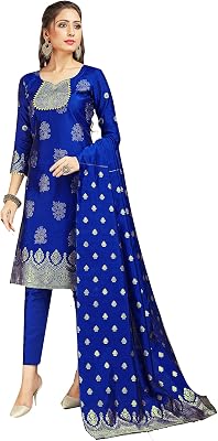 Elina fashion Indian Pakistani Womens Readymade Dress Banarasi Art Silk Woven Salwar Kameez Silk Dupatta Stitched Suit