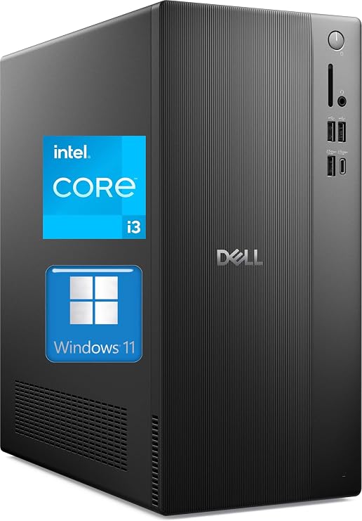 Dell ECT1250 Business Tower Desktop Computer, New OptiPlex Version - 14th Gen Intel Core i3-14100, 16GB DDR5, 512GB PCIe, Dual 4K Monitor Support, Wired KB & Mouse, Windows 11