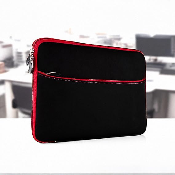 BPC Neoprene Microsude Carrying Sleeve for 13 Inch Size Gadgets,Protective Sleeve for Device, Lightweight, Water Resistant, Heavy Duty Zipper Closure, Convenient and Safe (Black/Red)