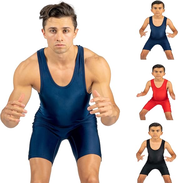 Wrestling Singlet Black Navy Red & Teal Youth Adult Wrestling Uniform Lightweight Gear Sizes 4XS5XL