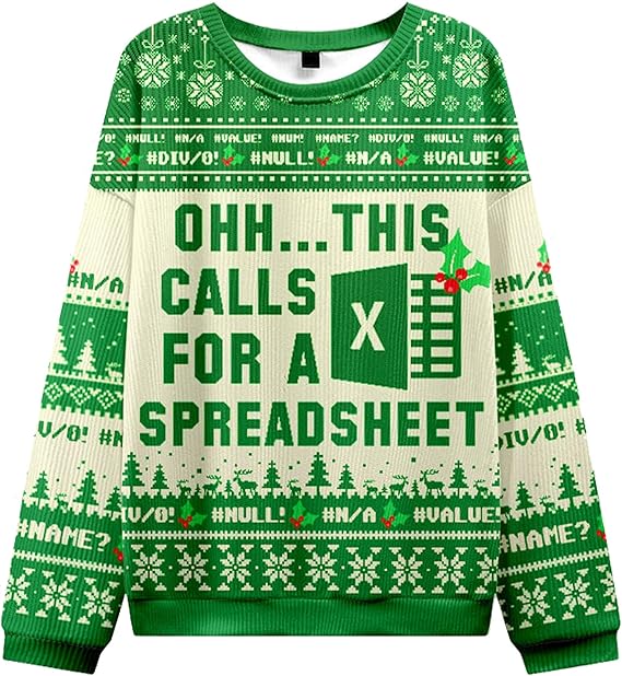 Funny Christmas Pullover Sweatshirt, Casual Xmas Long Sleeve Tops For Men Women Holiday Party Outfit