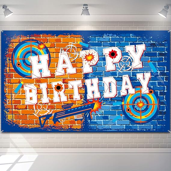 Dart Birthday Party Backdrop, Gun Theme Background Decor for Boy
