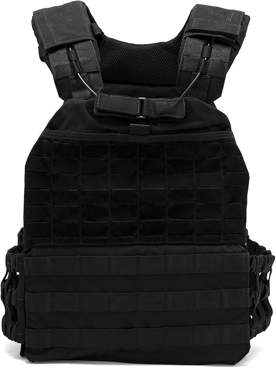 Black Adjustable Tactical Weight Vest /14lb or 20lb / Weight Plate Carrier Vest for Training, Strength & Conditioning, Improve Fitness & Exercise (20 pound)