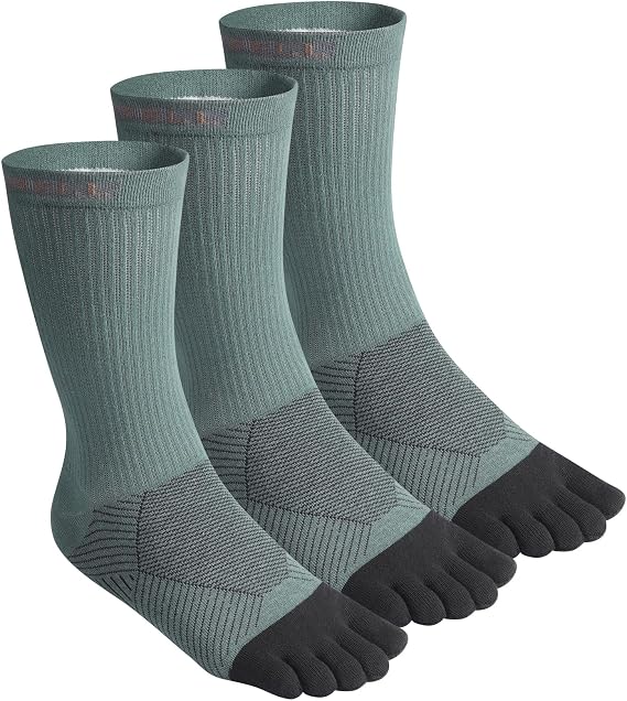 VWELL Toe Socks Crew for Men Women Cotton Five Finger Sock Running, 3 Pairs