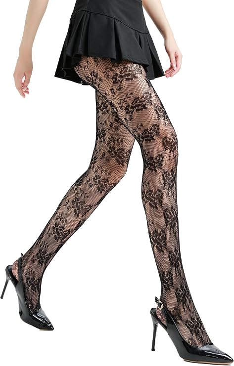 TBFT Guling one pair sexy black or hot pink stockings pantyhose fishnet tights lace leggings for women Christmas rose pattern