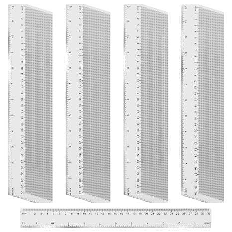 60 PCS 12 Inch/30cm Plastic Ruler Bulk, Transparent Plastic Rulers with Inch and Metric, 30cm Straight Rulers for Office