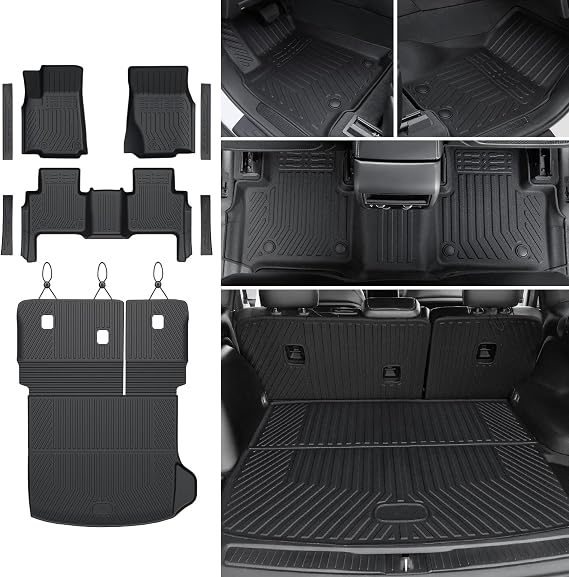 Floor Mats Set for 2022-2025 2026 Jeep Grand Cherokee WL74 Incl 4XE, not for WK2 or L, All Weather TPE Backrest Trunk Mat Cargo Liner Door Sill Guards Accessories WL74 | Floor Mats Set