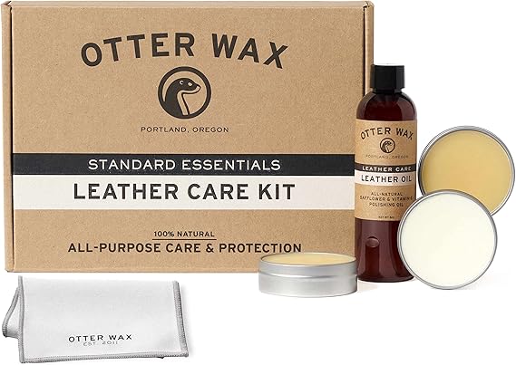 Otter Wax Essential Leather Care Kit | Complete Leather Cleaning & Conditioning Set | Clean, Condition, Shine, Protect All-Types of Leather| All-Natural & PFAS-Free | Made in Portland USA