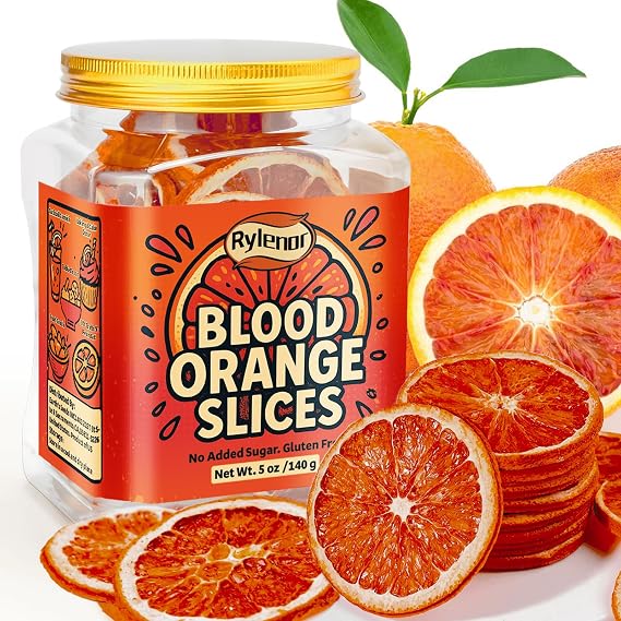 Rylenor 5oz Dried Dehydrated Blood Orange Slices for Cocktails Baking