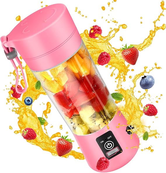 Portable Blender for Shakes and Smoothies,6 Blades Juicer Cup for USB Rechargeable,Personal Blender with One Touche Operation,Blender Shake Smoothie for Kitchen,Travel and Sport