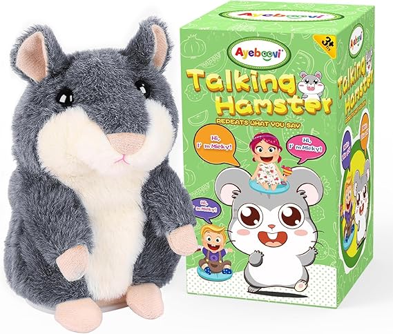 Ayeboovi Kids Toys Talking Hamster Repeats What You Say, Toy for 2 3 4 5 Years Old Boys Girls Birthday Gift, Autism Fun Stuffed Animals Interactive Plush for Toddler Kids