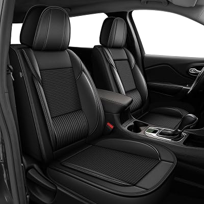 Seat Covers Fit for Nissan Kicks 2018-2025 2026: Car Seat Covers Full Set Ice Leather Breathable with Lumbar Support 5 Seats, Black