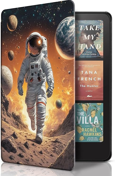 Case for Kindle Paperwhite 12th Gen 2024 (7") & Kindle Colorsoft Signature Edition Premium PU Leather Cover with Auto Sleep/Wake, Lightweight & Durable Kindle Paperwhite Case, Astronaut