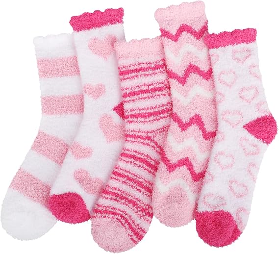Loritta 5 Pairs Womens Fuzzy Socks Winter Warm Cozy Fluffy Super Soft Slipper Socks