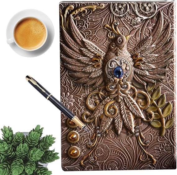 Notebook - Leather Embossed Journal, Refillable Diary Antique