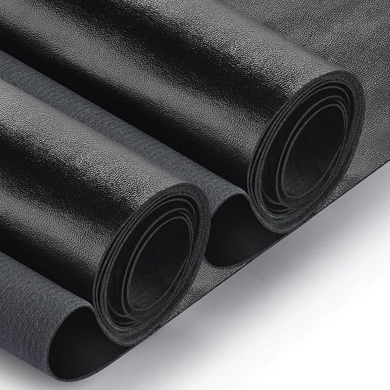 PU Fabric Leather 2 Yards 58" x 72", 0.6mm Thick Faux Synthetic Leather Material Sheets for Upholstery Crafts, DIY Sewings, Sofa, Handbag, Hair Bows Decorations (Black_Smooth Surface_Light Weight)