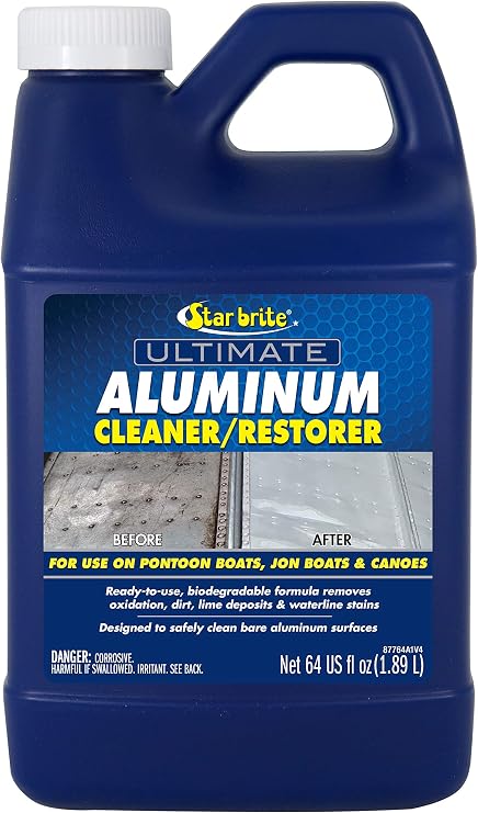 STAR BRITE Ultimate Aluminum Cleaner & Restorer - Aluminum Boat Cleaner - Perfect for Pontoon Boats, Jon Boats & Canoes (NO SPRAYER) - 64 OZ (087762)