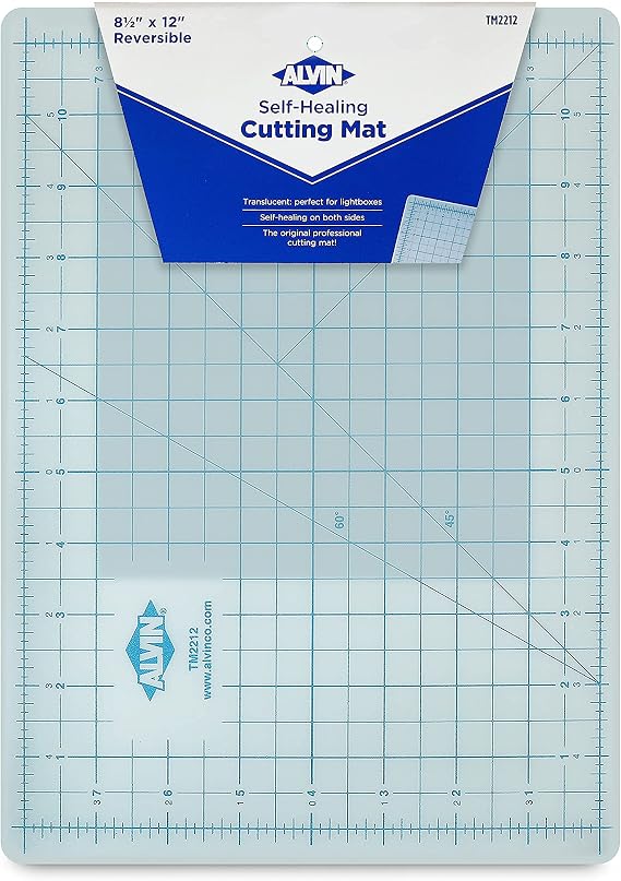 ALVIN TM Translucent Cutting Mat 8.5 x 12 inch | 3mm Layer with Grid on 1 Side | Light Box Compatible - Model TM2212