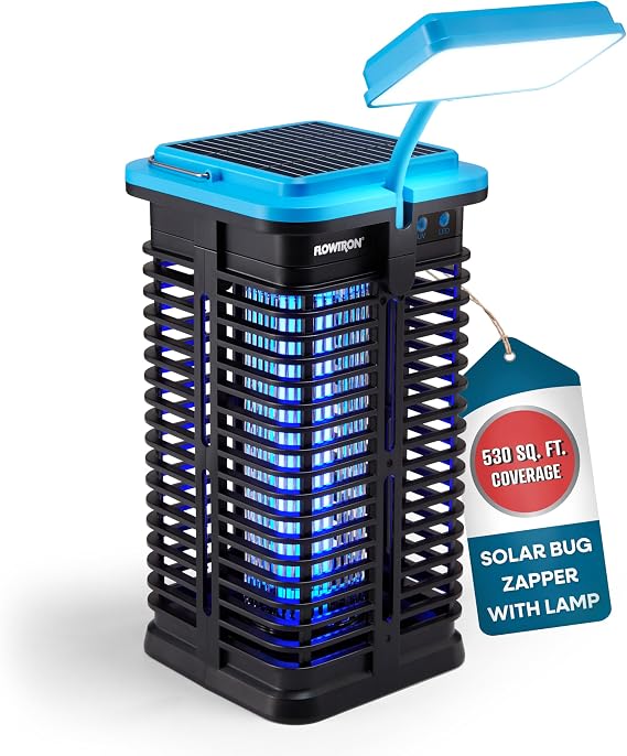 Flowtron Solar & USB-C Rechargeable Bug Zapper with LED Lantern, 530 Sq Ft