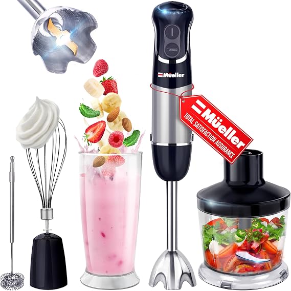 Mueller Multistick 5-in-1 Immersion Blender Handheld, 12-Speed Hand Mixer