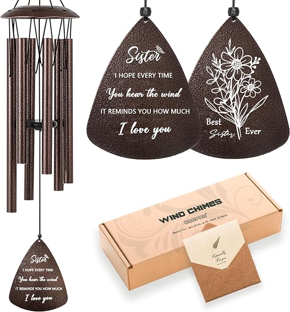 Soopau Sister Gifts, 32" Bronze Wind Chimes Sister Gifts for Women, Gifts for Sister, Sisters Gifts from Sister, Gifts for Sister in Law, Best Sister Ever Gifts