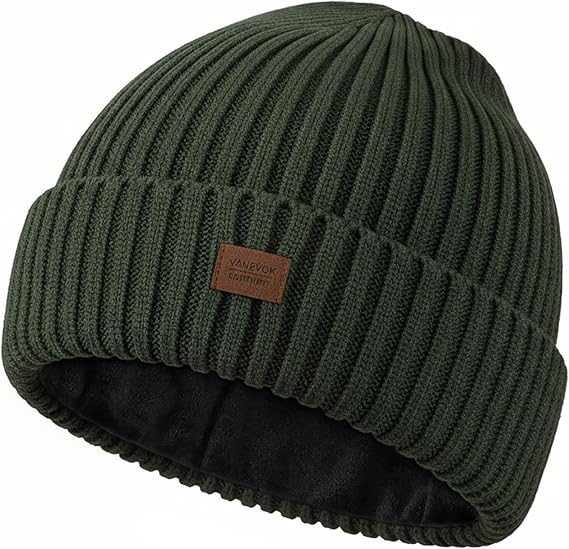 Merino Wool Beanie Hat for Men Women - Thermal Knitted Winter Hat for Large Heads Hiking Running Cap Wrap for Cold Weather