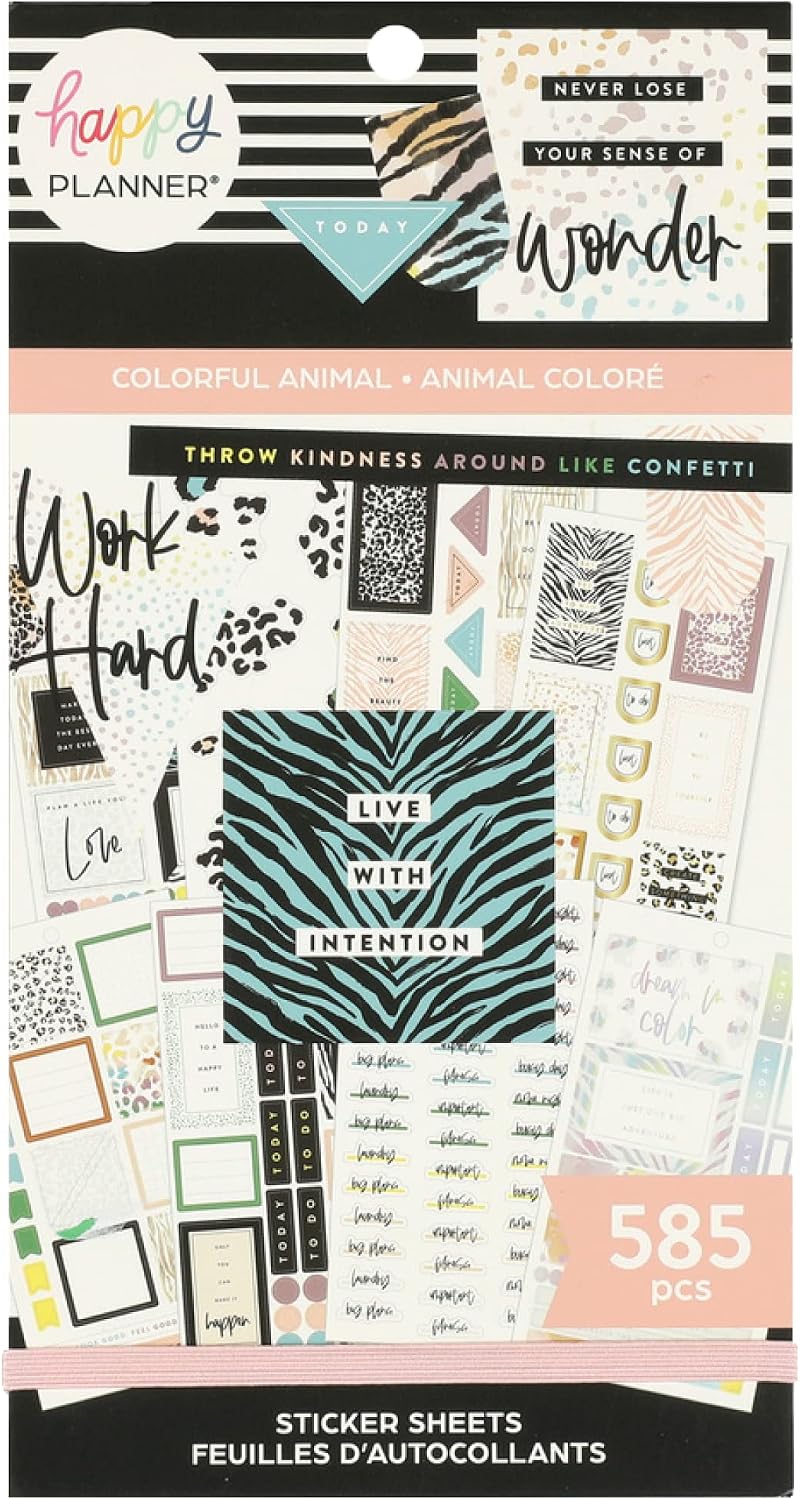 Happy Planner Sticker Pack for Journals and Diary Planners, Multicoloured Scrapbook Accessories, Aesthetic Planner Stickers, Ingrid Blooms Theme, Big Size, 30 Sheets, 309 Total Stickers